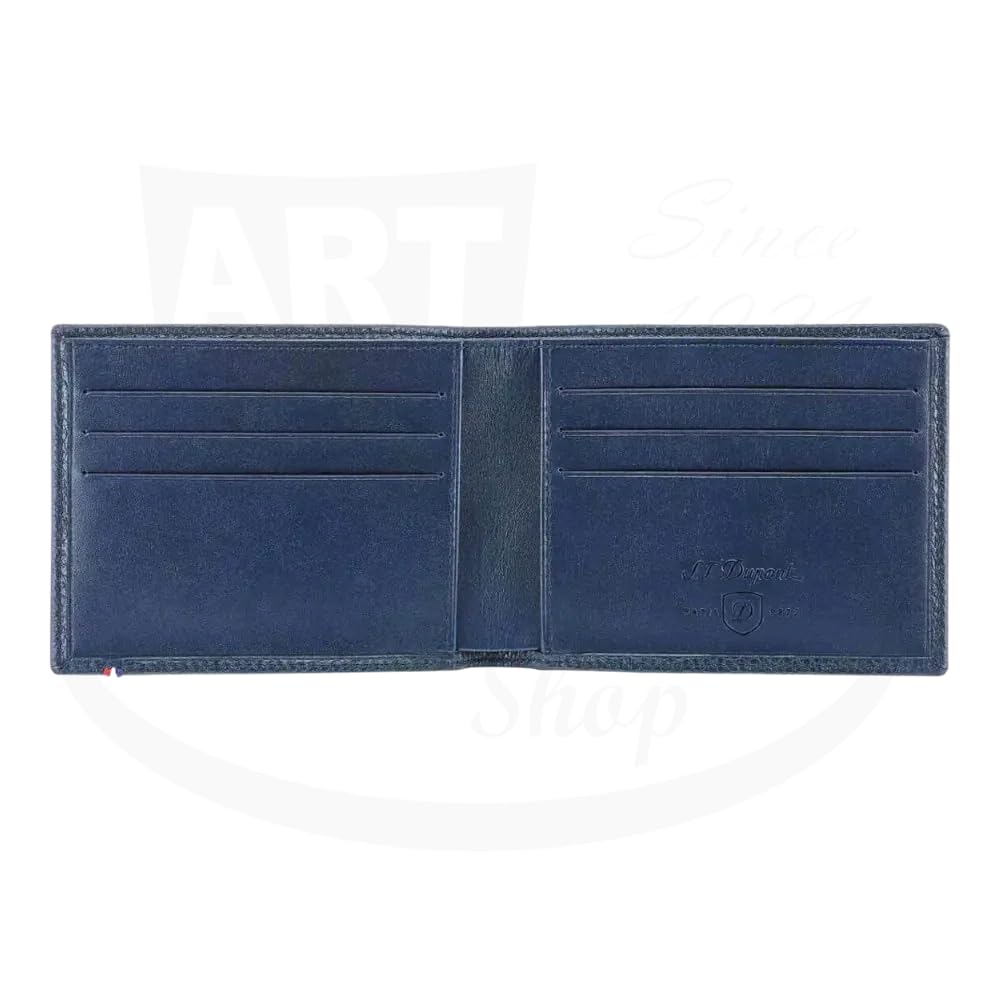 Premium S.T. Dupont Line D Soft Diamond Blue Leather Wallet - Slim RFID Blocking Card Holder for 6 Cards (180270) | Perfect for Business Travel & Everyday Use