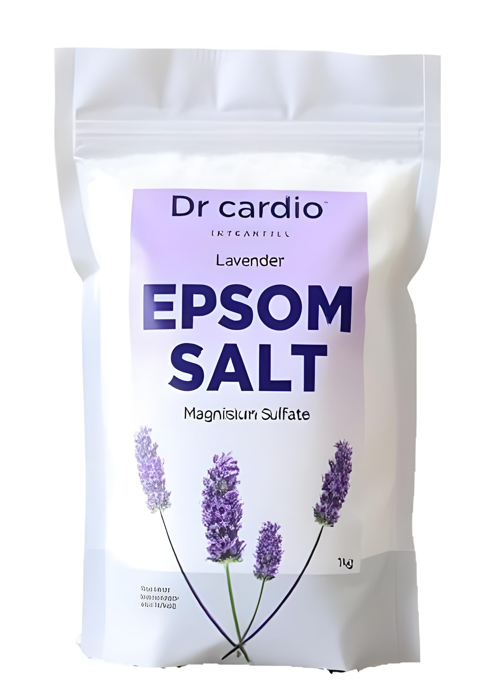 Dr Cardio Epsom Salt Lavender - 1kg Magnesium Sulfate for Foot Soak, Body Pain Relief, Muscle Relaxation & Stress Relief - Perfect for Bath, Spa, Post-Workout Recovery & Relaxation Therapy