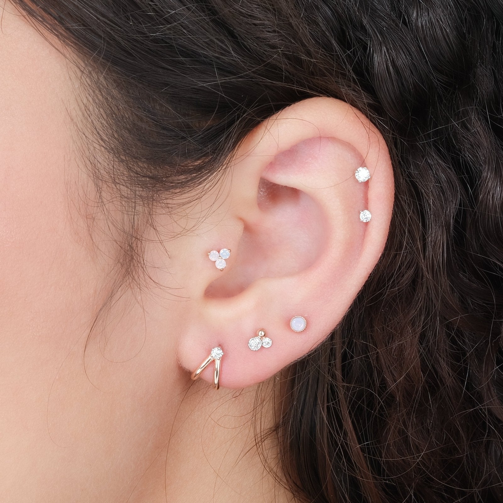 14K Rose Gold Diamond Flat Back Threaded Stud Earrings for Women - Perfect for Everyday Wear, Parties & Special Occasions
