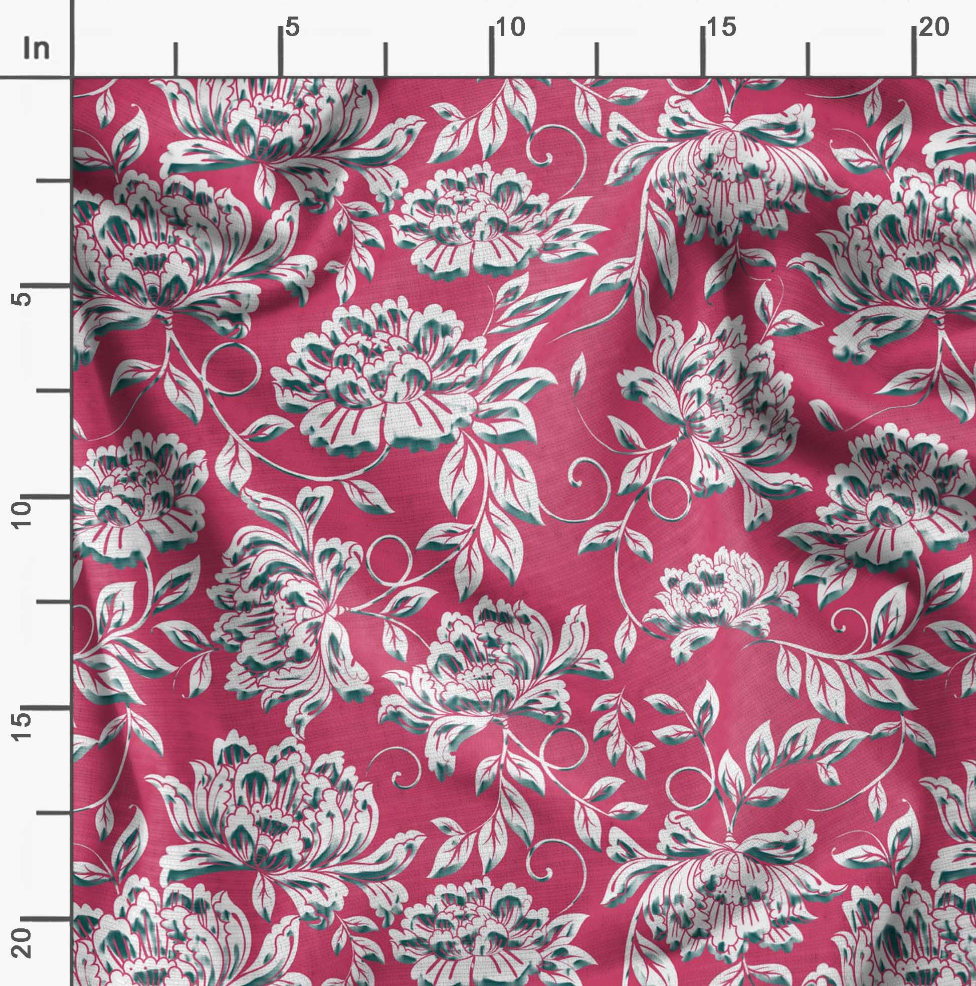 Soimoi Moss Georgette Pink Fabric by The Yard - 42 Inch Wide Floral Printed Fabric with Artistic Leaf Design for Dresses, Curtains & DIY Fashion Projects