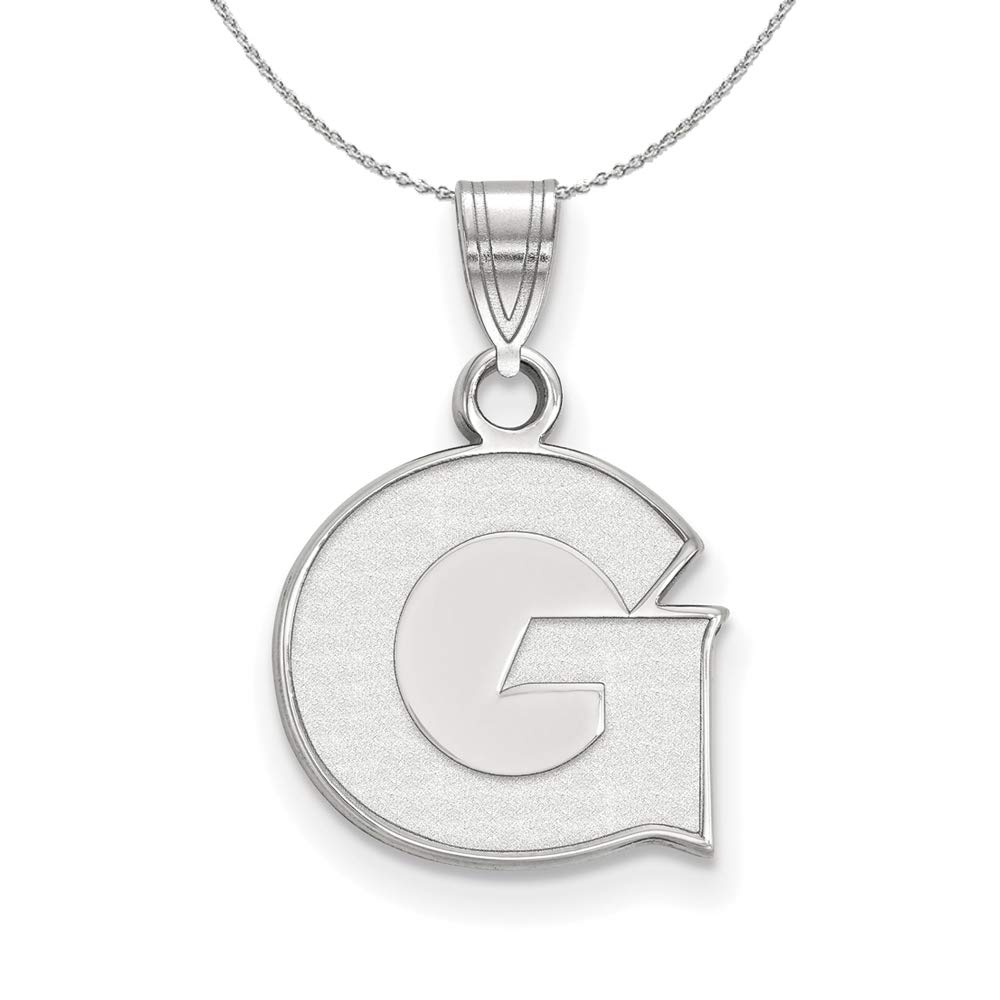 Sterling Silver Georgetown University Small 'G' Pendant Necklace for Women - Elegant Black Bow Charm Jewelry Gift for Graduation, Alumni Pride & Everyday Wear