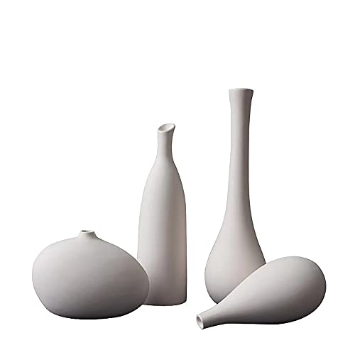 4-Piece Ceramic Vase Set - Elegant Home Decor for Centerpieces, Kitchen, Office & Living Room | Perfect for Floral Arrangements, Wedding Decor & Interior Design