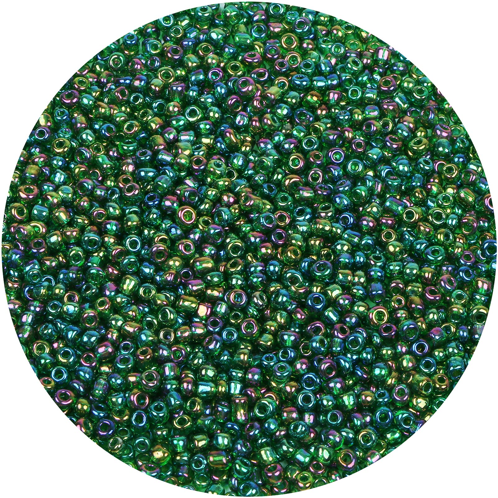 2200pcs 4mm Glass Seed Beads Bulk - 6/0 Pony Beads for Jewelry Making, DIY Bracelets & Crafts - Dark Green AB Finish | Perfect for Beading, Scrapbooking & Home Decor Projects