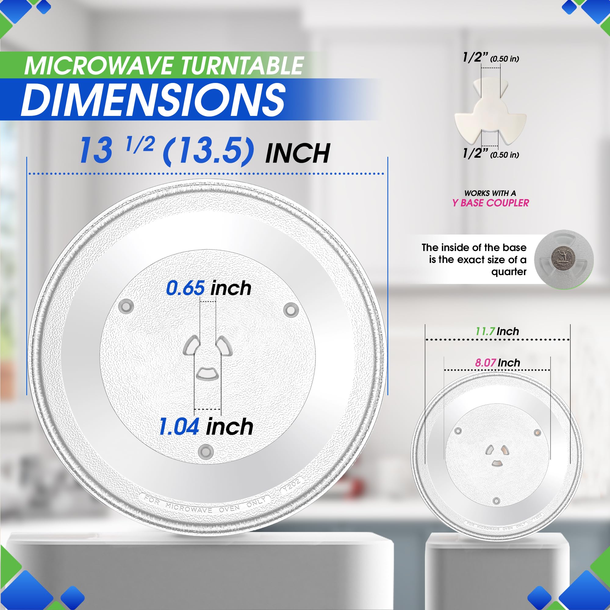 13.5 Inch GE Microwave Turntable Plate Replacement - Exact Fit for WB39X10032 Model - Durable Glass Spinning Dish for Better Reheating & Cooking - Perfect for Family Meals, Leftovers & Quick Snacks