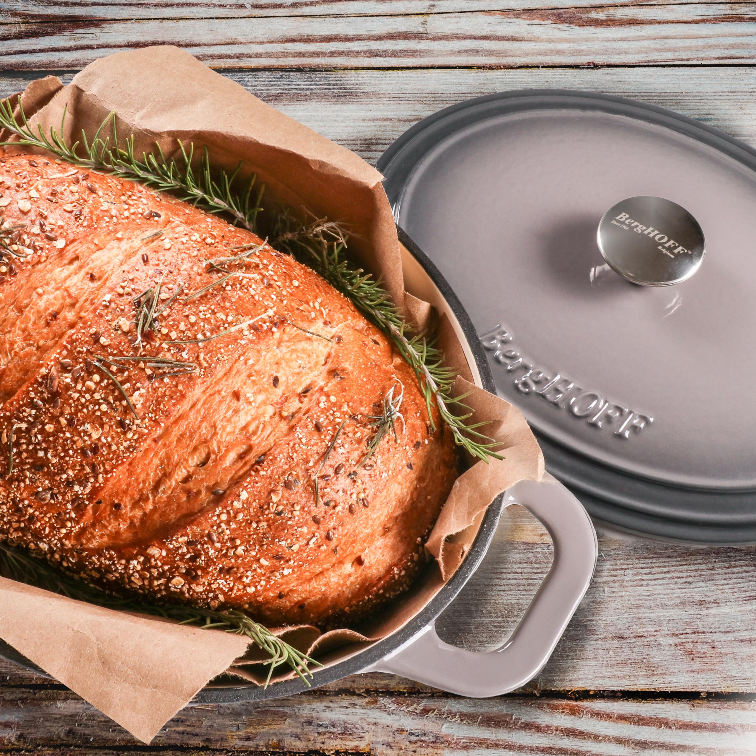 BergHOFF 4-Piece Neo Enameled Cast Iron Cookware Set – 5qt & 8qt Oval Dutch Ovens with Cast Iron Lids – Oven & Stovetop Safe Up to 400°F – Perfect for Braising, Stewing, Baking & Slow Cooking – Ideal for Family Dinners, Holiday Meals & Camping Trips