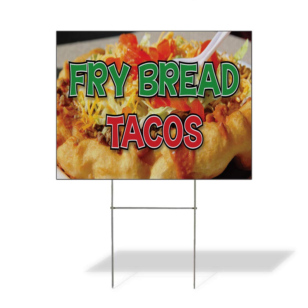 24x18 Inch Weatherproof Yard Sign for Fry Bread Tacos Restaurant & Cafe - Double-Sided Print, Durable Brown Lawn & Garden Decor - Perfect for Outdoor Advertising & Business Promotion