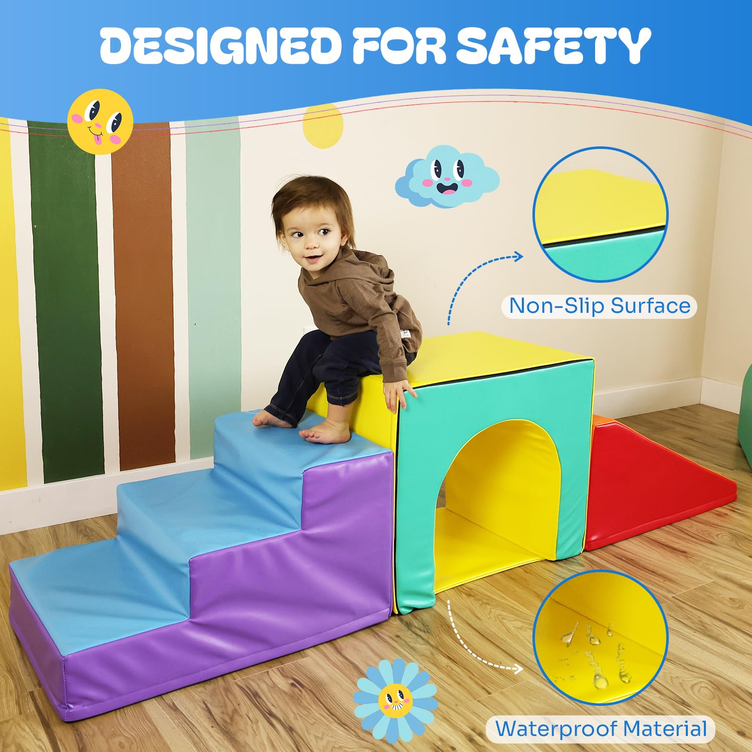 New Bounce Toddler Climbing Toys - Soft Foam Play Set for Kids Ages 1-5 - Safe Indoor Gym Equipment for Toddlers - Non-Toxic Climbing Blocks for Early Childhood Development - Perfect for Playrooms, Daycares & Home Play Areas