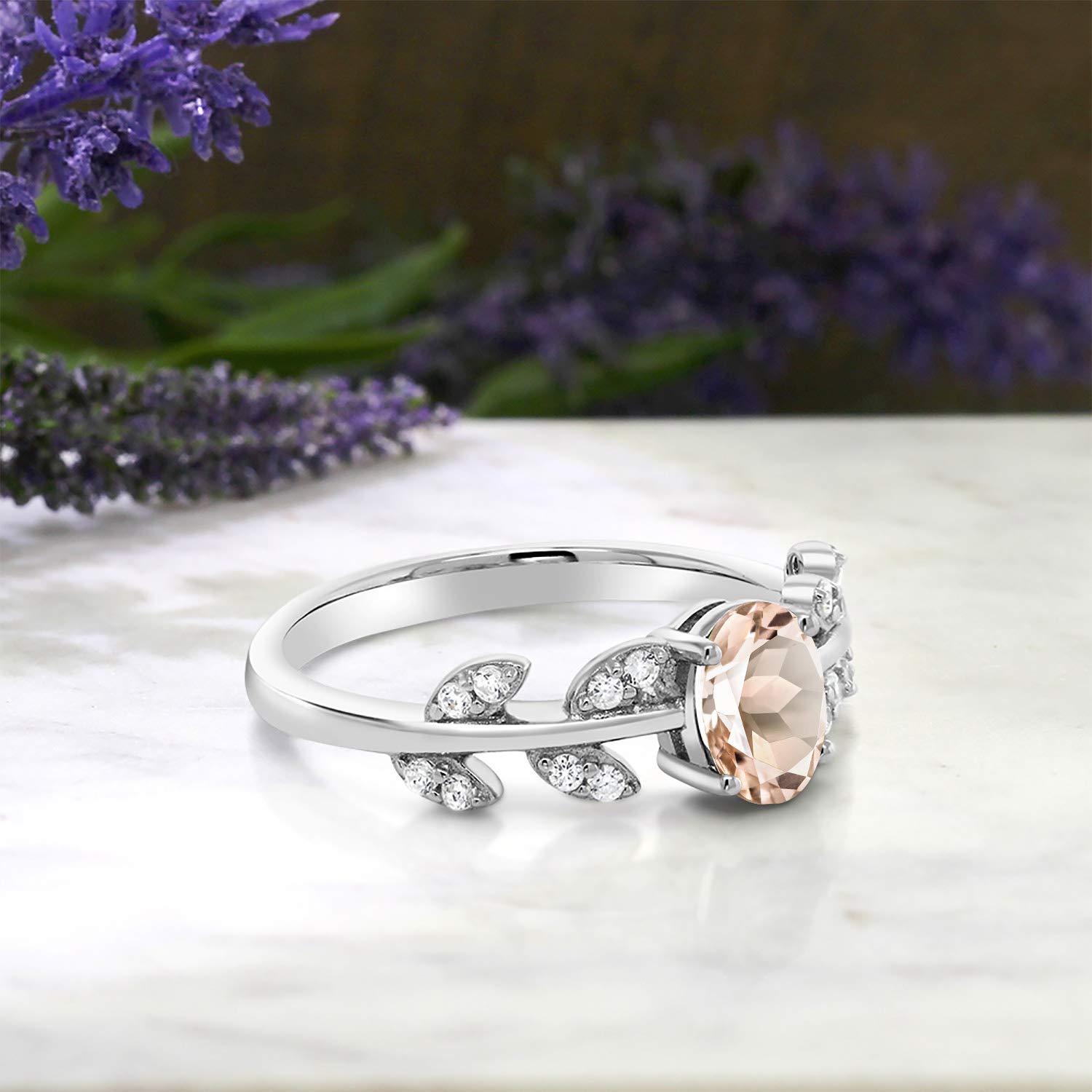 925 Sterling Silver Twisted Olive Branch Leaf Vine Wedding Band Ring for Women - 7x5mm Oval Birthstone Gemstone | Size 5-9 | Elegant Jewelry Gift for Wife, Mom, Girlfriend | Perfect for Anniversary, Engagement, Bridal & Everyday Wear