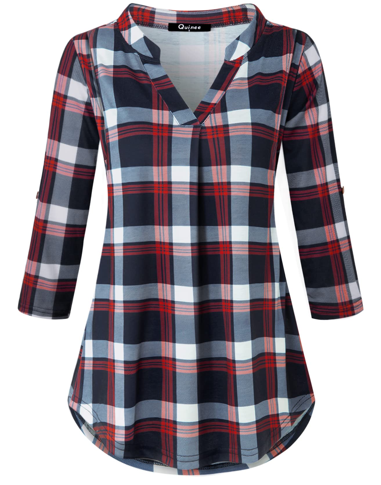 Quinee Nursing Tops for Breastfeeding Maternity - 3/4 Rolled Sleeve Breastfeeding Shirts for Women | Comfortable & Stylish Nursing Clothes for Pumping & Nursing in Public