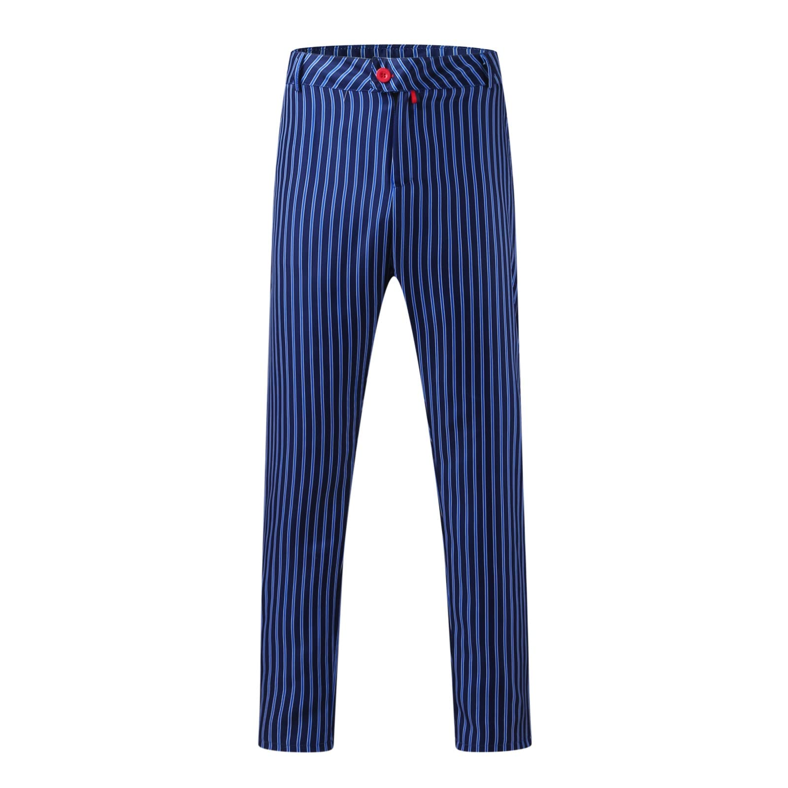Men's Striped Elastic Waist Casual Pants with Pockets - Printed Lounge, Party & Sport Wear for Comfortable Everyday Use