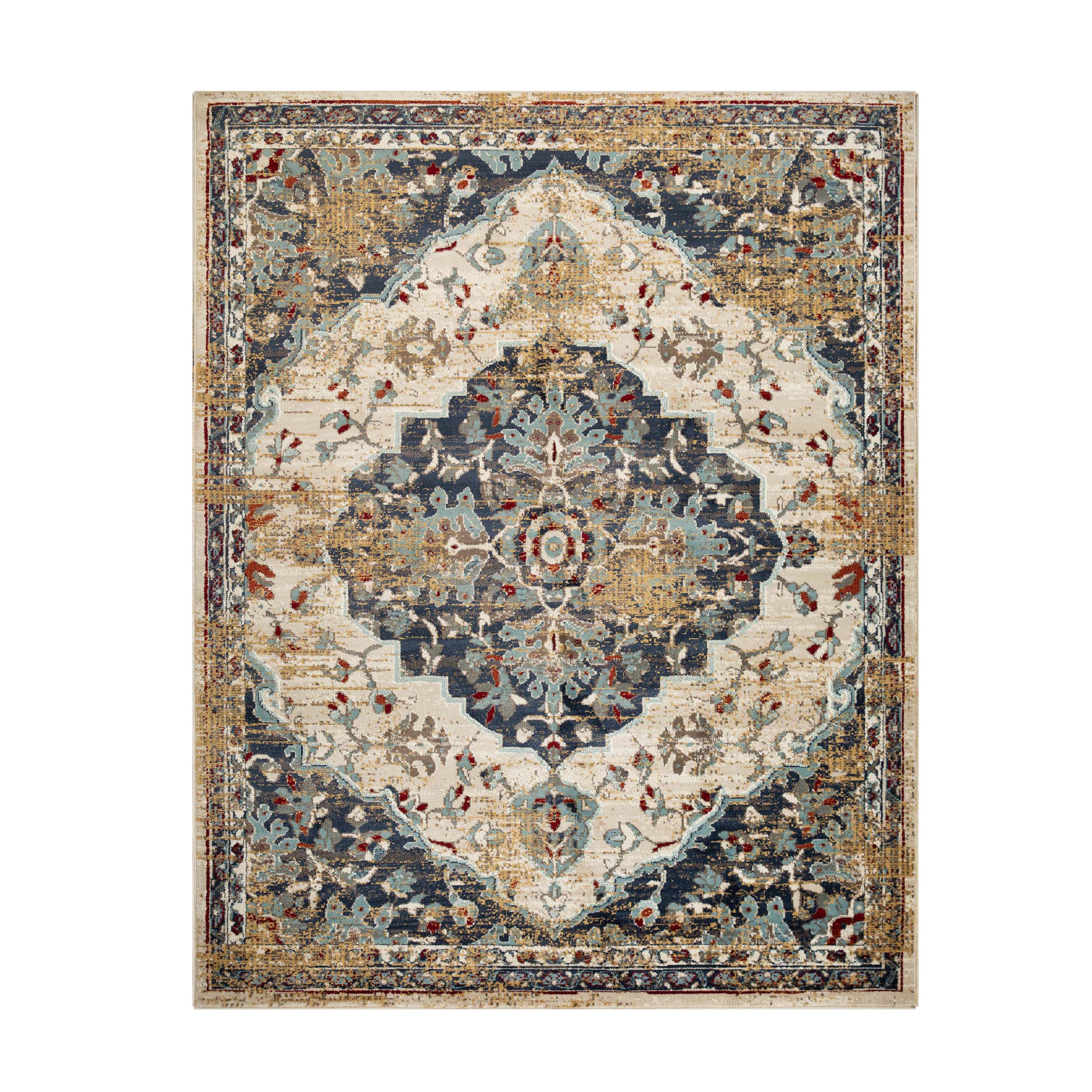 Abena Traditional Medallion Indoor Area Rug or Runner - Non-Slip Living Room Carpet, Bedroom Decor, Hallway Runner - Perfect for Home, Office & Apartment
