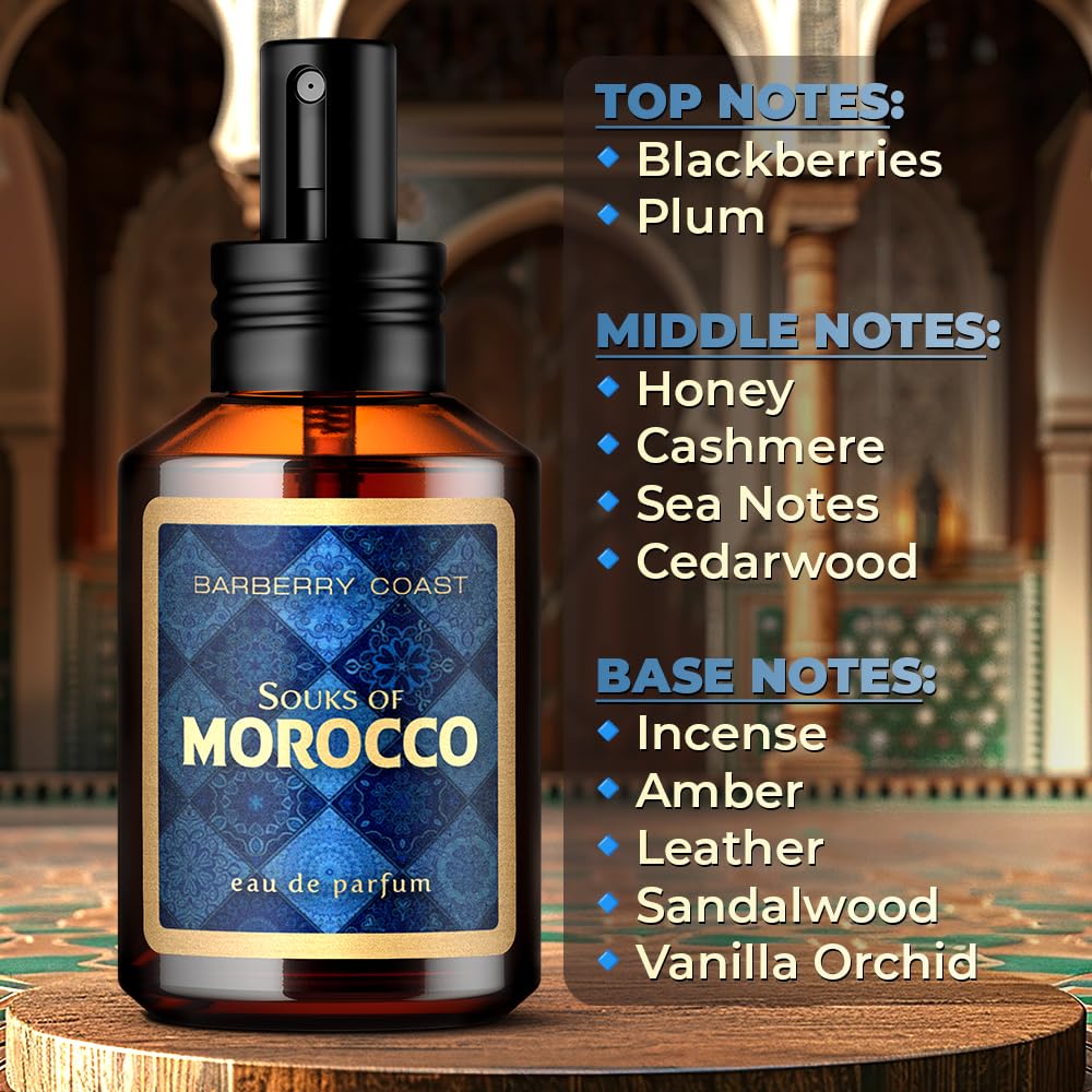 Barberry Coast Souks Of Morocco Eau de Parfum for Men - 2oz/60ml Luxury Cologne | Long-Lasting Fragrance for Date Night & Special Occasions