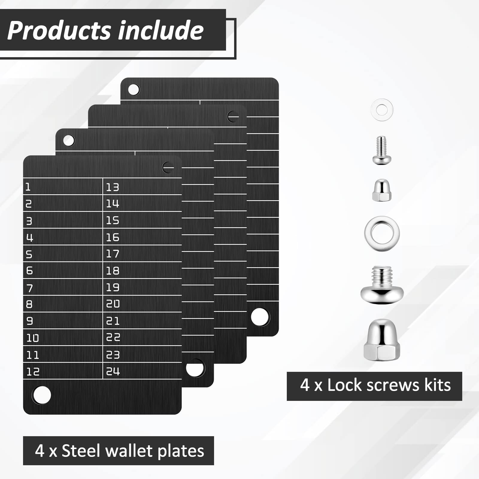 4-Piece Stainless Steel Crypto Wallet - Secure Seed Phrase Storage for Bitcoin & Cryptocurrency | BIP39 Compatible Cold Wallet Backup | Perfect for Hardware Wallet Protection & Offline Security (Black)