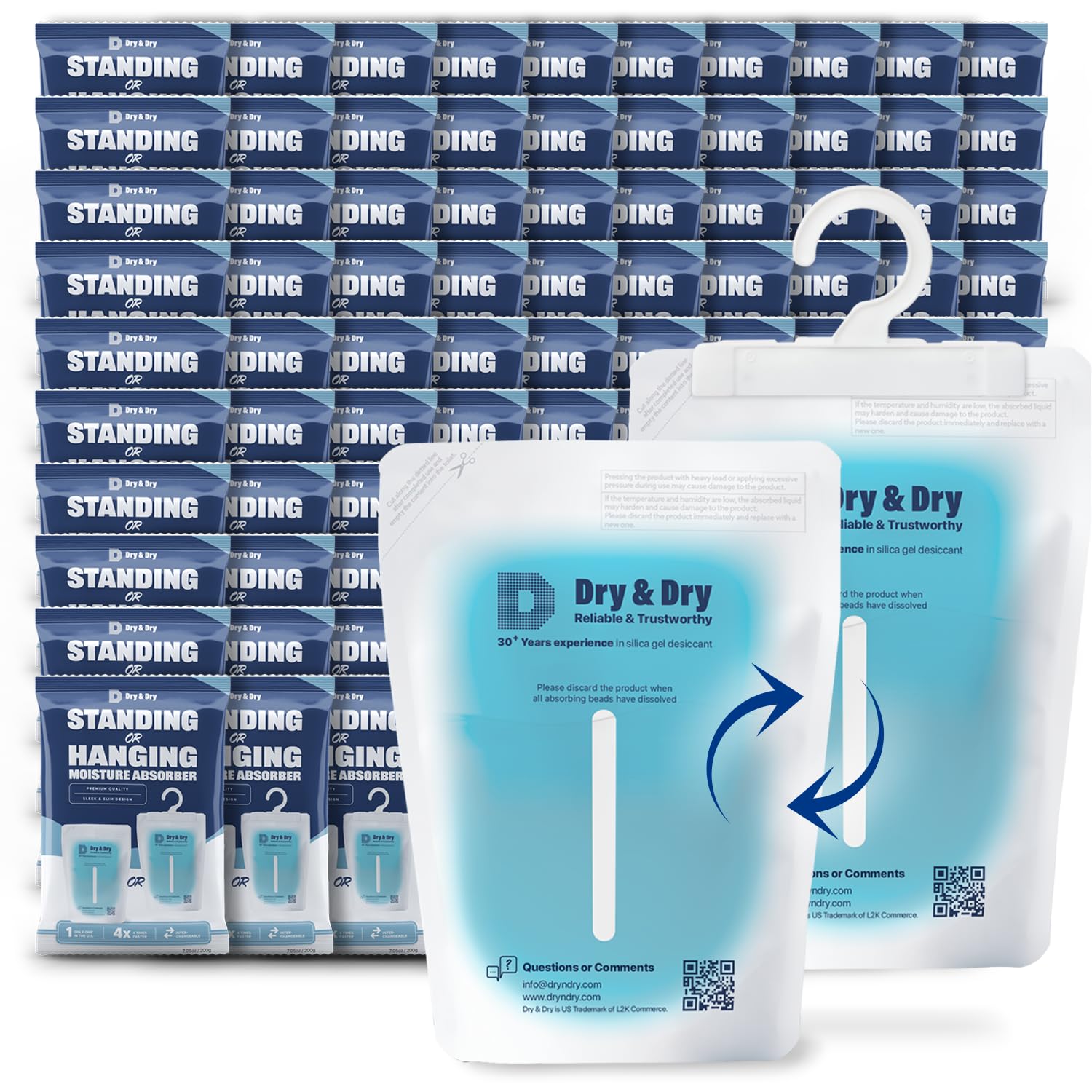 Dry & Dry 100-Pack Hybrid Moisture Absorbers & Odor Eliminator - Powerful Dehumidifier for Basements, Closets, Bathrooms & Laundry Rooms - Prevent Mold & Musty Smells in Damp Spaces