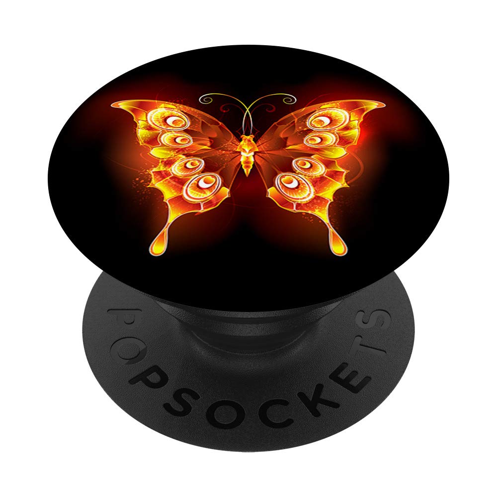 Fiery Red Orange Butterfly PopSockets Swappable PopGrip - Phone Grip & Stand for iPhone, Samsung, Smartphones - Perfect for Work, Travel, and Everyday Use