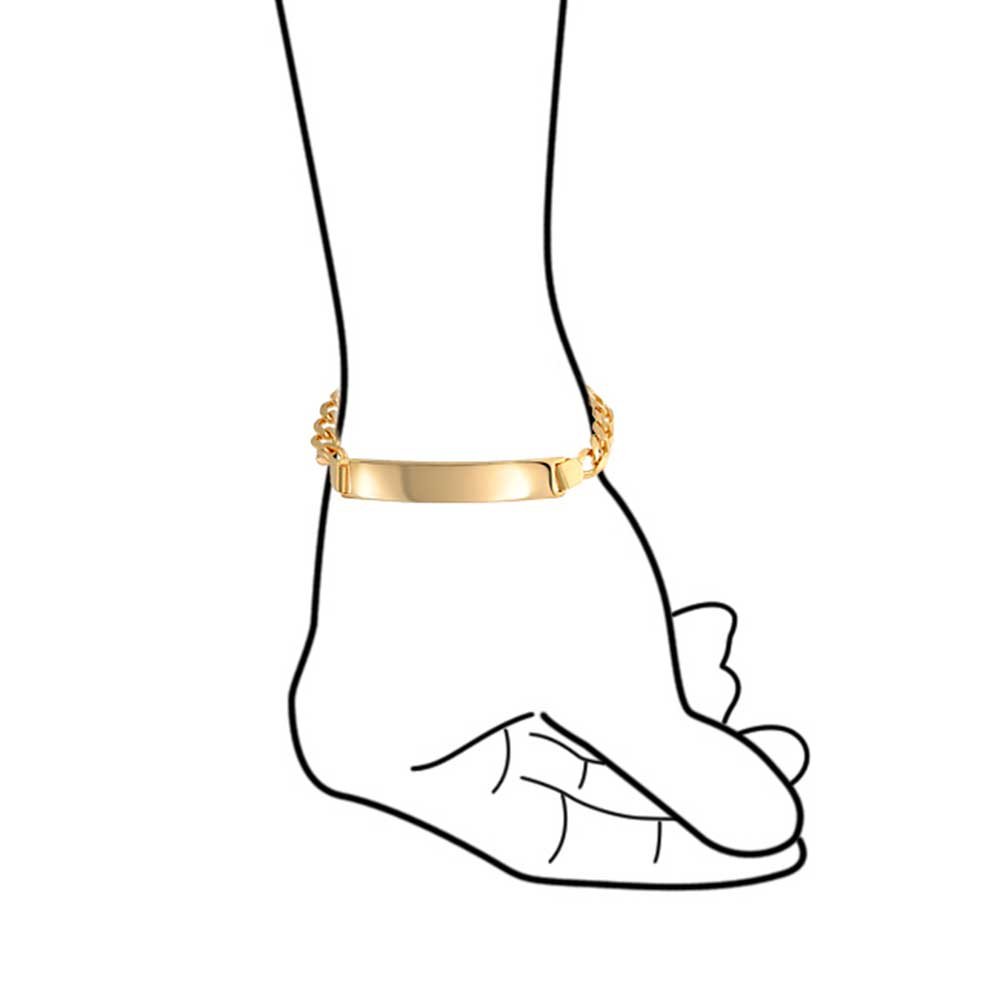 18K Gold Plated Name Engravable ID Bracelet for Women - Perfect Gift for Small Wrists