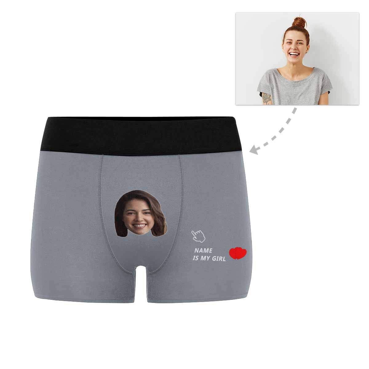 Custom Printed Boxer Briefs with Wife's Face & Name - Personalized Men's Underwear Gift for Husband - Perfect for Anniversaries, Valentine's Day & Romantic Surprises