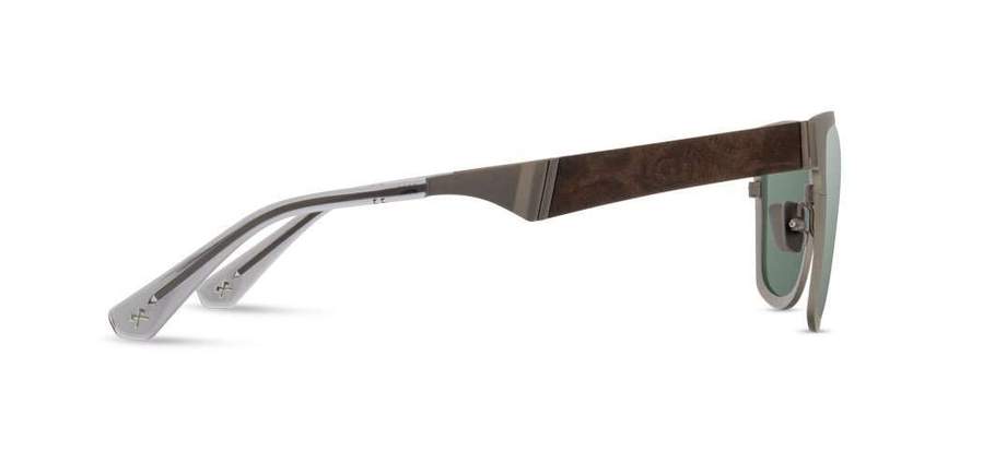 Shwood Canby Metal Sunglasses - Gun Metal/Elm Burl Frame with G15 Lens | Polarized UV Protection for Outdoor Activities, Driving & Fashion
