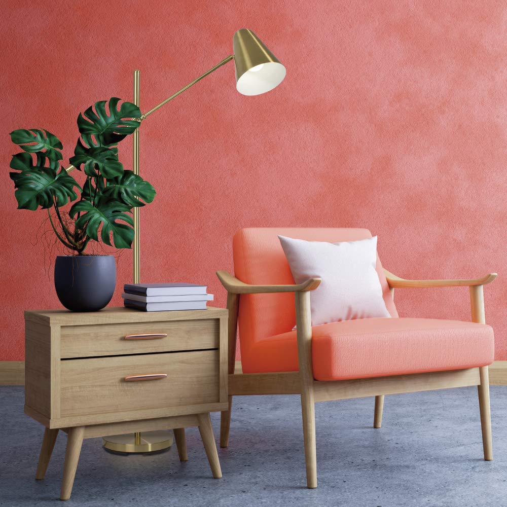 OttLite Archer Floor Lamp - Mid-Century Modern LED Floor Lamp with Adjustable Shade & Satin Brass Finish - Perfect for Living Room, Bedroom, or Office Reading Lighting