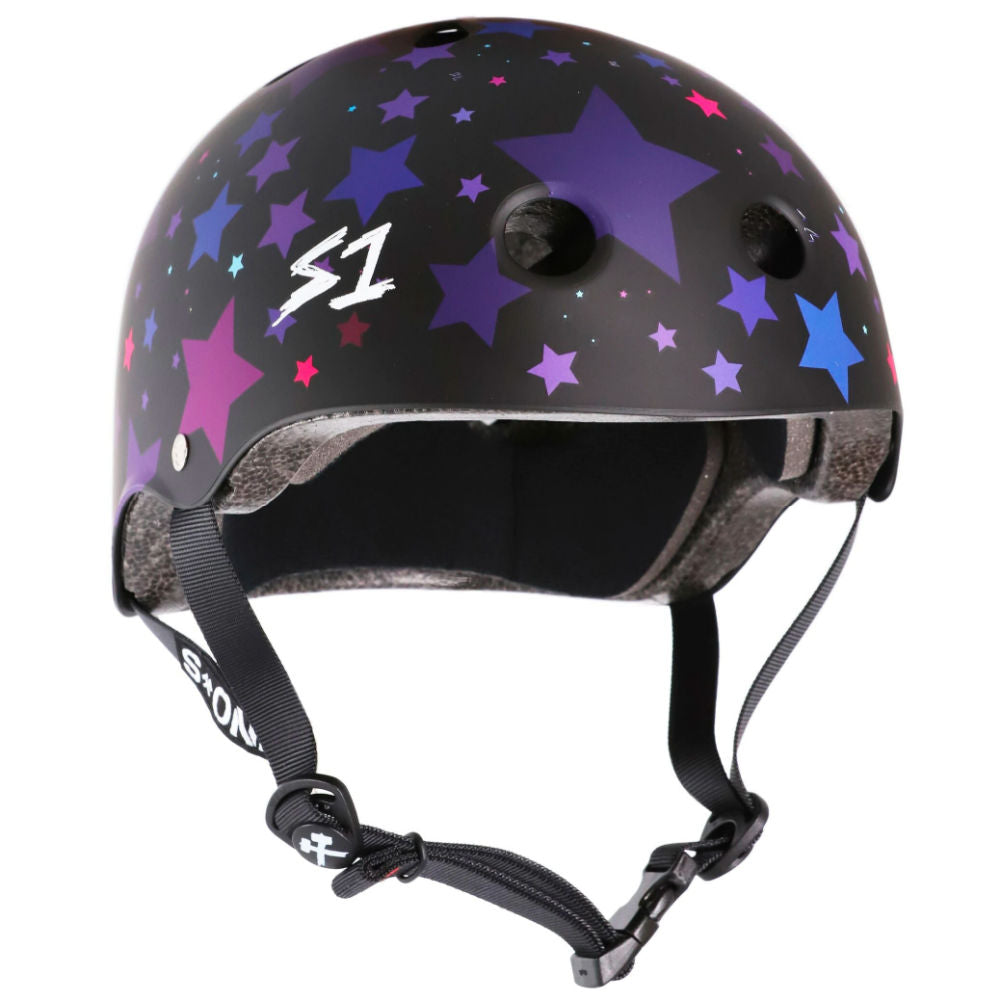 S One Lifer Helmet - Matte Black with Stars Design | Skateboard, BMX & Scooter Safety Gear | Perfect for Urban Riding & Extreme Sports