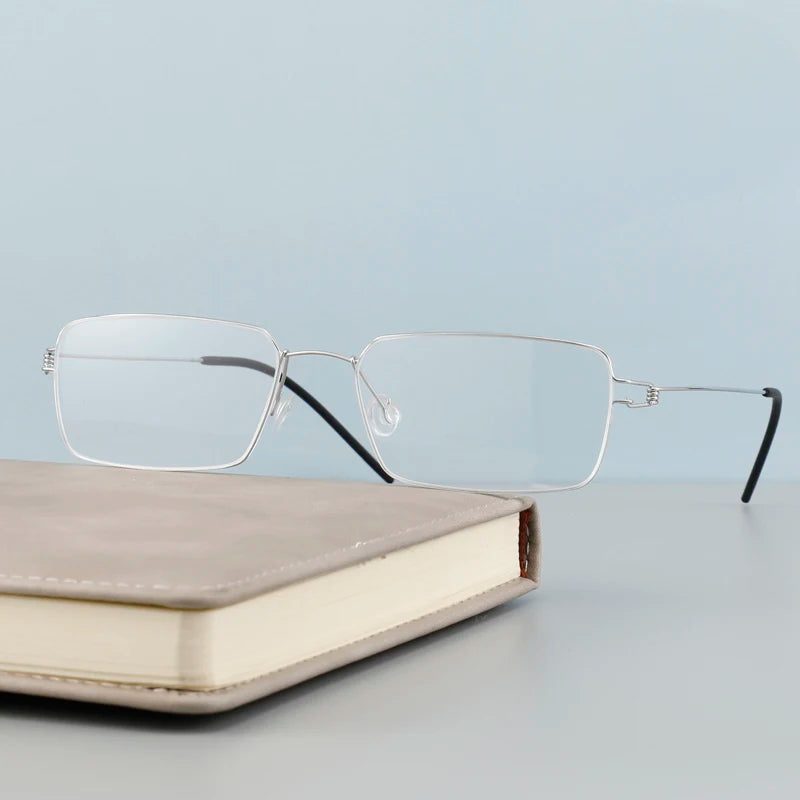 Stylish Black Titanium Square Full Rim Screwless Eyeglasses for Women - Trendy & Durable Frame for Work, Reading & Everyday Use