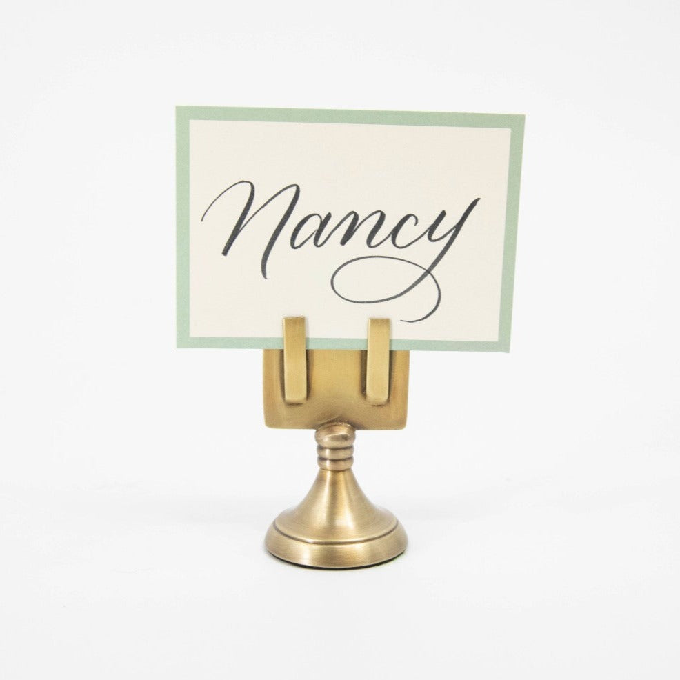 Elegant Brass Place Card Holders - Wedding, Dinner Party & Event Table Name Card Holders - Premium Metal Place Setting Markers for Formal Occasions