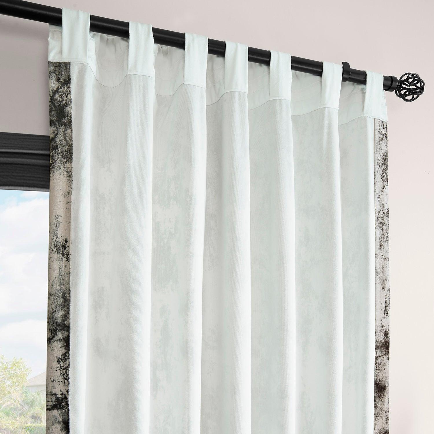 Black Abstract Barcelona Velvet Blackout Curtains for Living Room & Bedroom - Modern Inkblot Design for Light Blocking & Privacy - Home Decor & Window Treatment