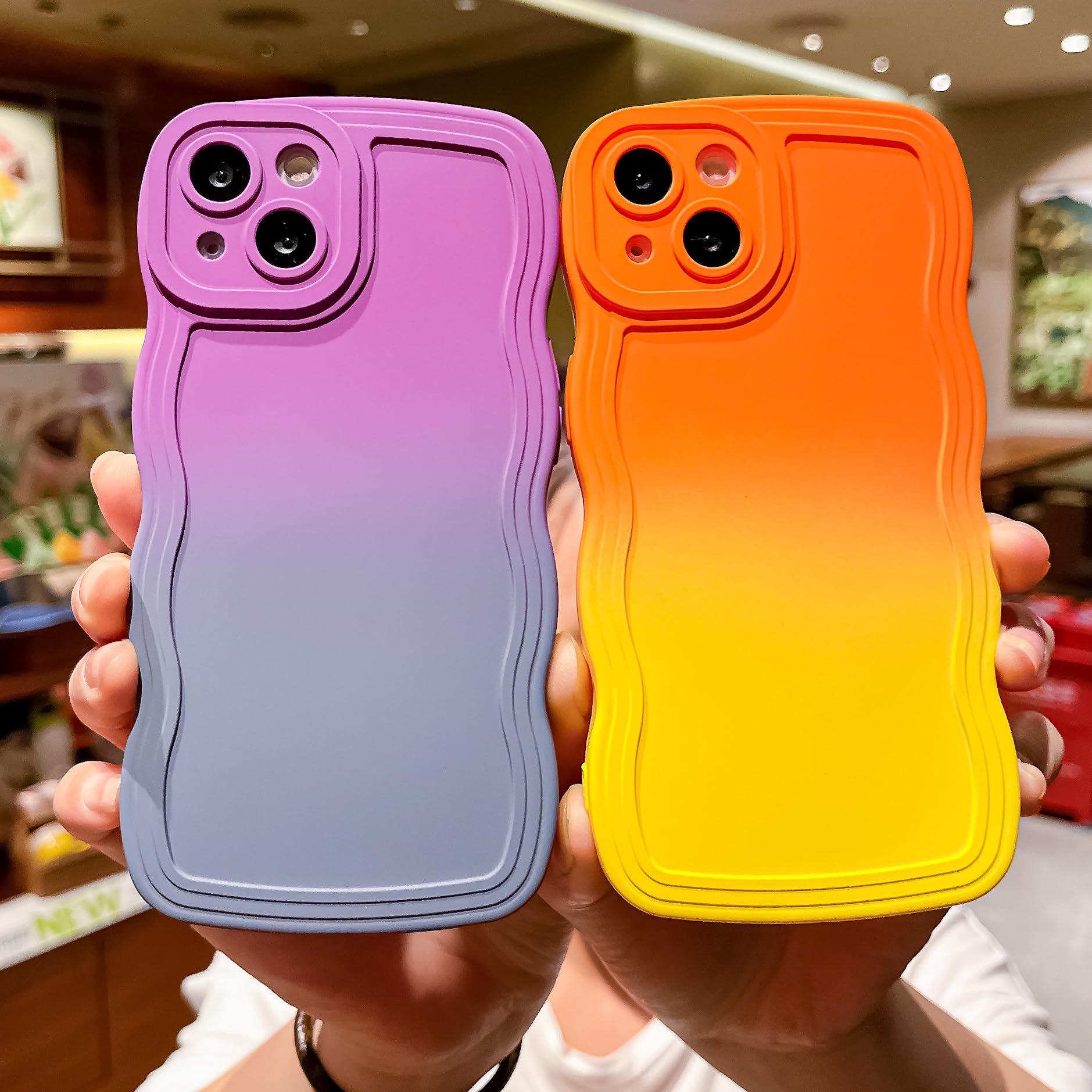 Funny Cute Kawaii iPhone 11 Case with Curly Wave Frame - Soft TPU Shockproof Protective Phone Cover for Women & Girls (Gradient Blue) | Perfect Gift for Birthday, Christmas & Daily Use