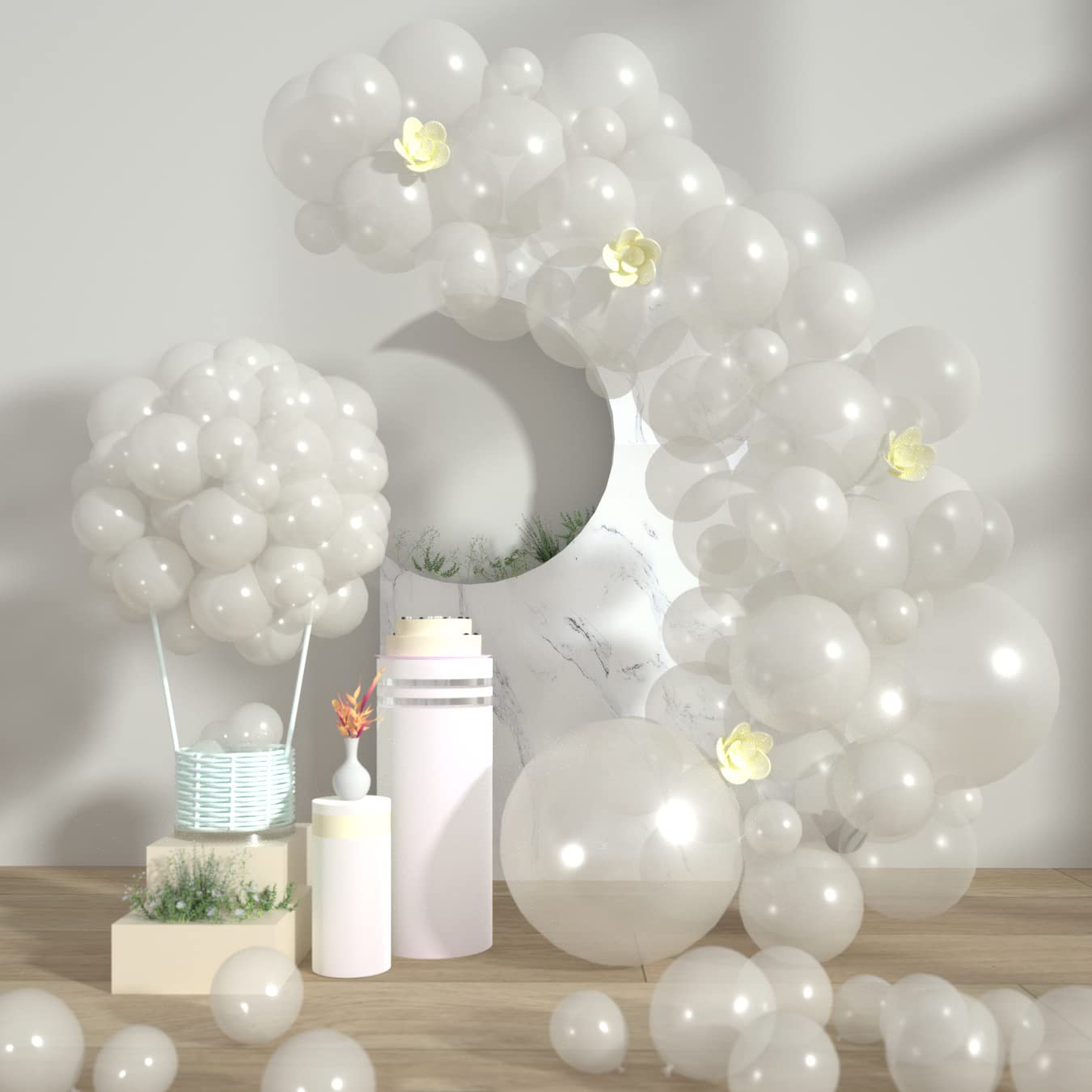 Styirl 100-Pack Clear Balloon Garland Kit - 5/10/12/18 Inch Party Balloon Arch for Birthday, Christmas, Graduation, Valentine's Day & Baby Shower Decorations - Perfect for Indoor/Outdoor Events, Weddings, and Photo Backdrops