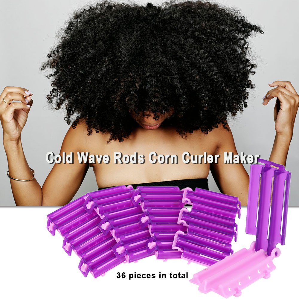 Anself 36PCS Cold Wave Rods - Professional Hair Curling Tools for DIY Salon Styling, Corn Curler Maker with Hairdressing Clips - Perfect for Home Use, Beach Waves & Party Hairstyles