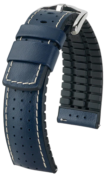 Hirsch Tiger Blue 22mm Genuine Leather Watch Strap - Premium Replacement Band for Smartwatches & Classic Watches | Perfect for Business, Casual & Outdoor Activities