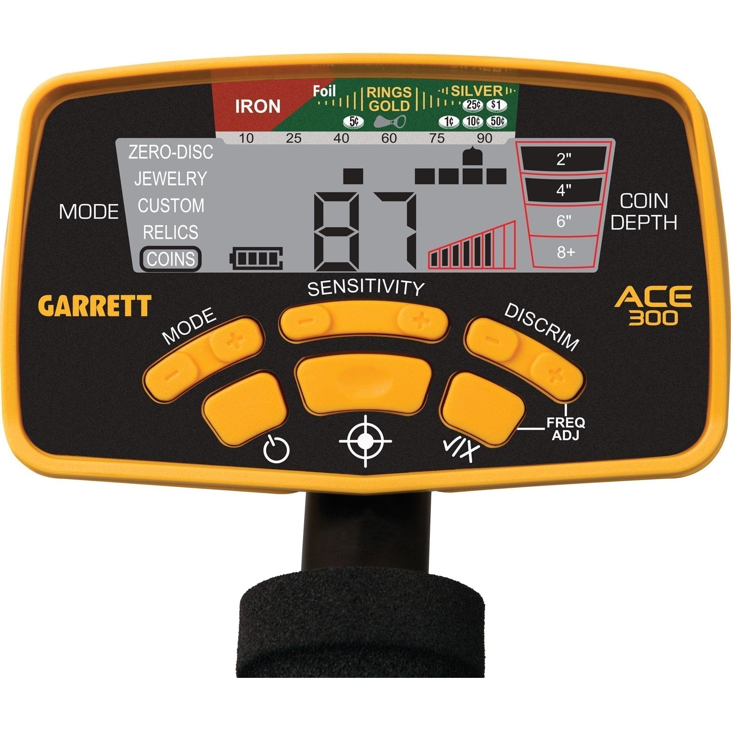 Garrett ACE 300 Metal Detector with 7 x 10 Waterproof Search Coil - Professional Metal Detecting for Treasure Hunting, Beach, Park & Coin Shooting