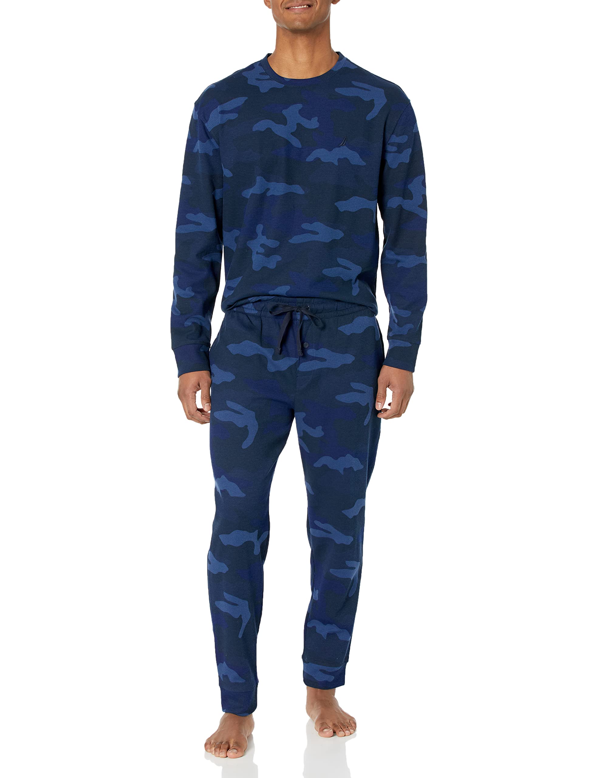 Nautica Men's Waffle Print Pajama Pants Set - Soft & Comfortable Sleepwear for Lounge & Home Relaxation