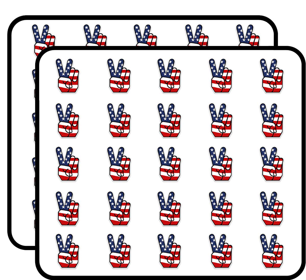 50 Pack American Flag Peace Hand Stickers for Scrapbooking, DIY Crafts, Bullet Journals - Perfect for Patriotic Decorations, Kids Art Projects & Planner Embellishments