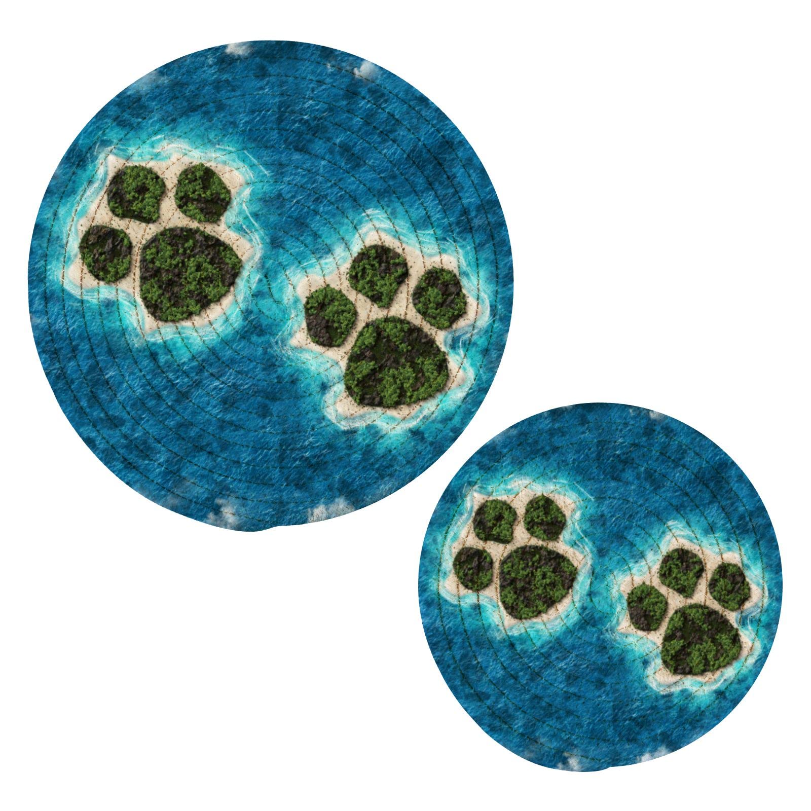 Funny Animal Paw Print Pot Holders Set of 2 - Heat Resistant Kitchen Trivets for Hot Pans, Bowls & Dishes - Dog Island Themed Cotton Woven Hot Pads - Perfect for Kitchen Decor & Protecting Countertops