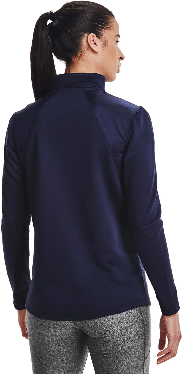 Under Armour Women's Long Sleeve 1/4 Zip Command T-Shirt - Moisture Wicking, Breathable Workout Top for Running, Yoga & Gym (Size S, Midnight/410) - Perfect for Cold Weather Training & Layering