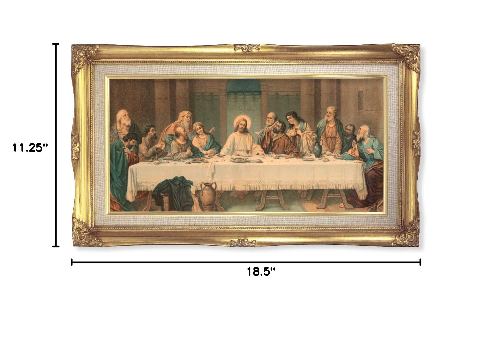 Last Supper Gold-Leaf Framed Art - Religious Home Decor & Wall Art for Living Room, Church, or Gift