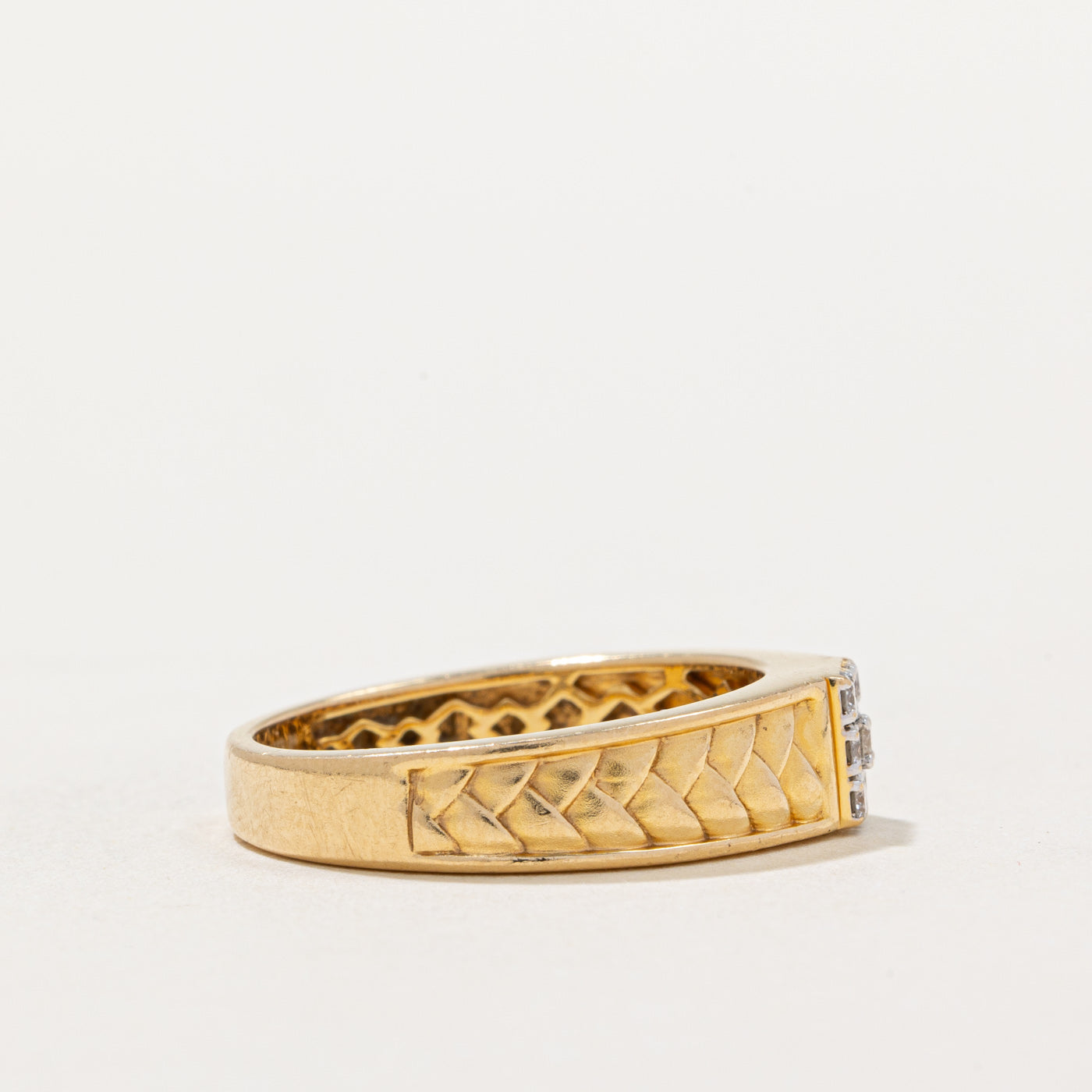 0.22ctw Diamond Grid Woven Band Ring - Size 8.5 | Elegant Stackable Wedding Ring for Women | Perfect for Anniversary, Engagement & Everyday Wear