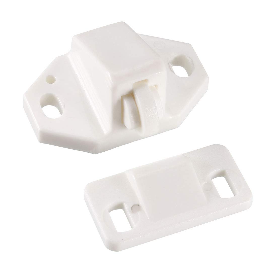 uxcell 10Pcs White ABS Roller Catches for Furniture Cabinet Closet Doors - Smooth Sliding & Secure Closure - Perfect for Wardrobes, Kitchen Cabinets, and Storage Units