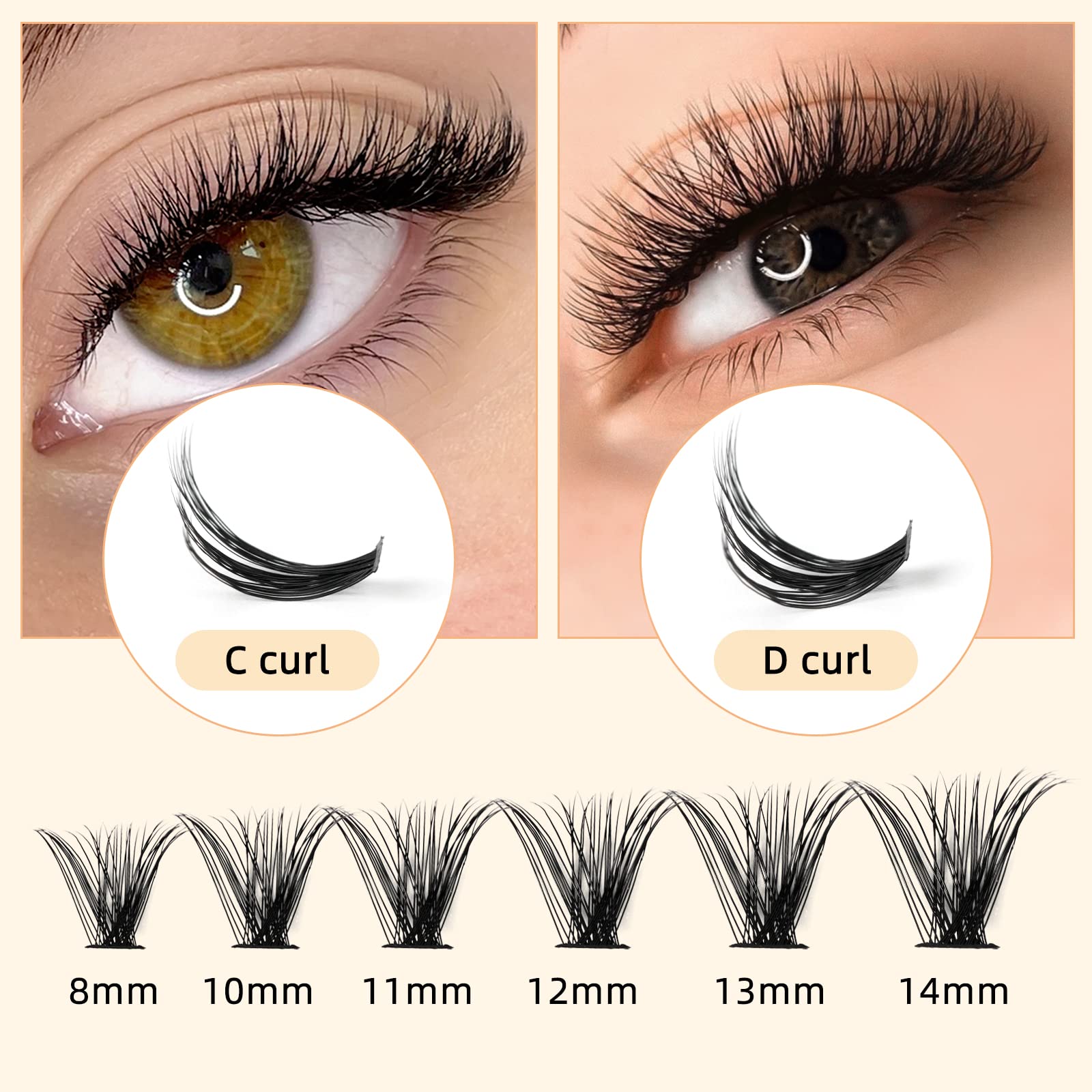 QUEWEL 240Pcs Individual Cluster Lashes - 40D 0.07D Mixed Length 8-14mm - Soft & Natural DIY Eyelash Extensions for Home Use - Perfect for Weddings, Parties, and Daily Makeup Looks