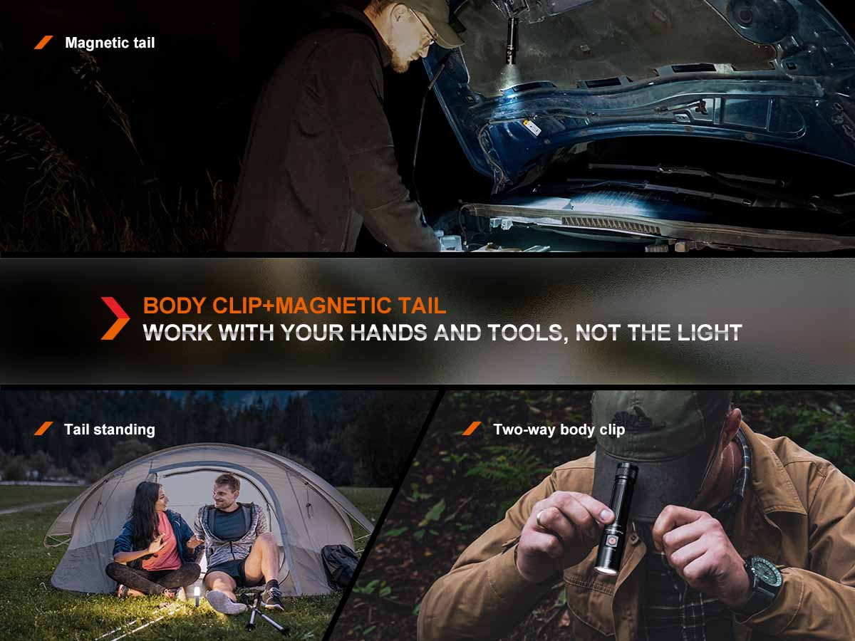 Fenix E28R V2.0 Rechargeable Flashlight - 1200 Lumens, USB-C Charging, Compact EDC Light for Camping, Hiking & Emergency Use