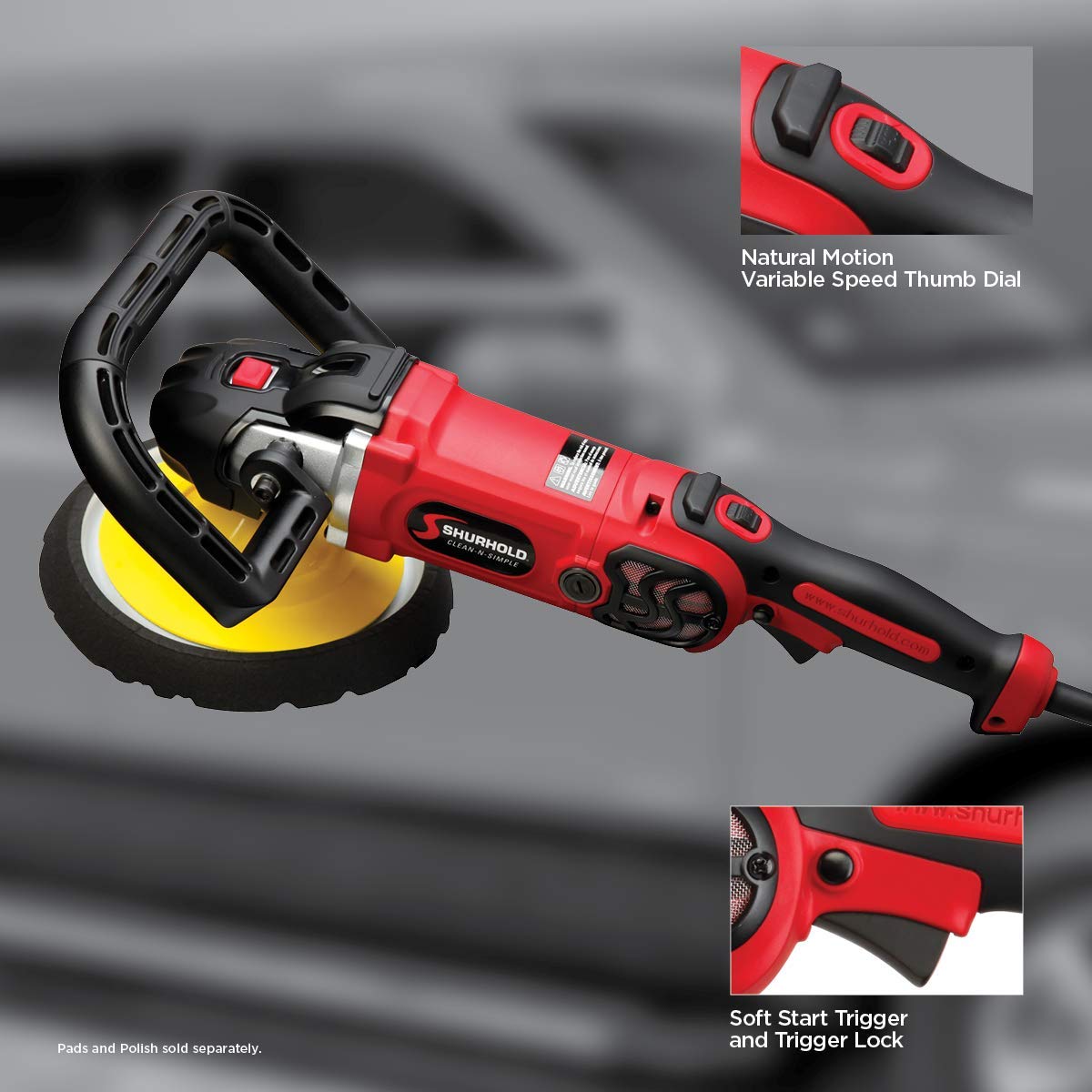 Shurhold Pro Rotary Polisher - Professional Car Buffer & Wax Applicator for Auto Detailing, Paint Correction & Ceramic Coating - Perfect for DIY Enthusiasts & Professional Detailers