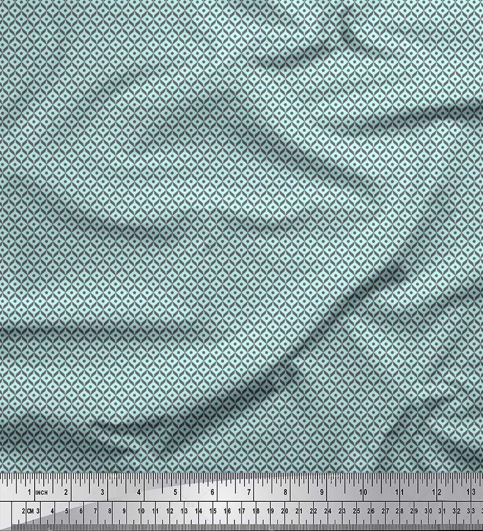 Soimoi Moss Georgette Brown Fabric by The Yard - 42 Inch Wide Printed Fabric with Dot & Diamond Geometric Patterns - Contemporary Style Shirting Material for Dresses, Blouses, and DIY Fashion Projects