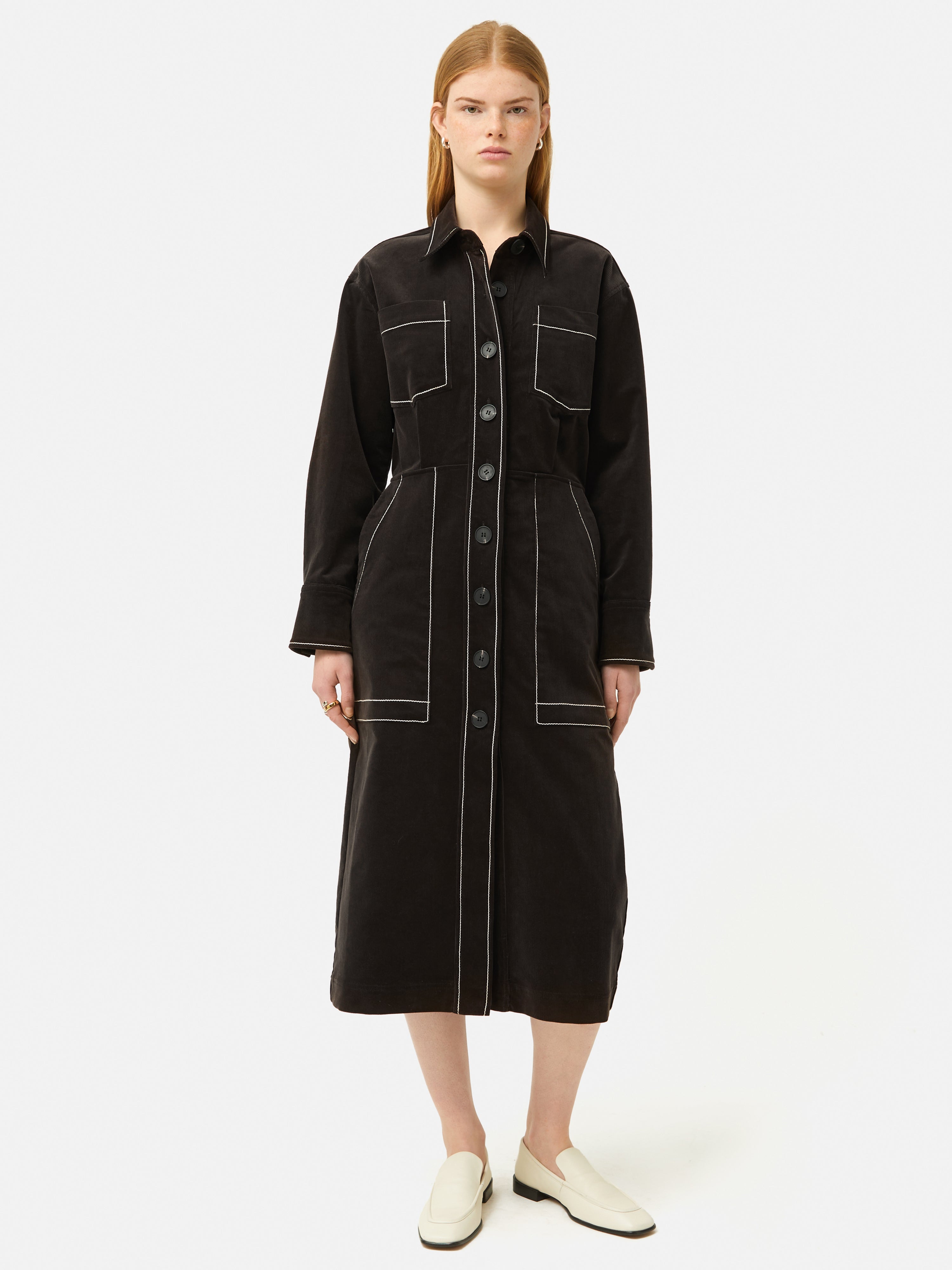 Stylish Brown Cord Shirt Dress for Women - Casual Fall & Winter Outfit | Perfect for Office, Date Night & Weekend Wear