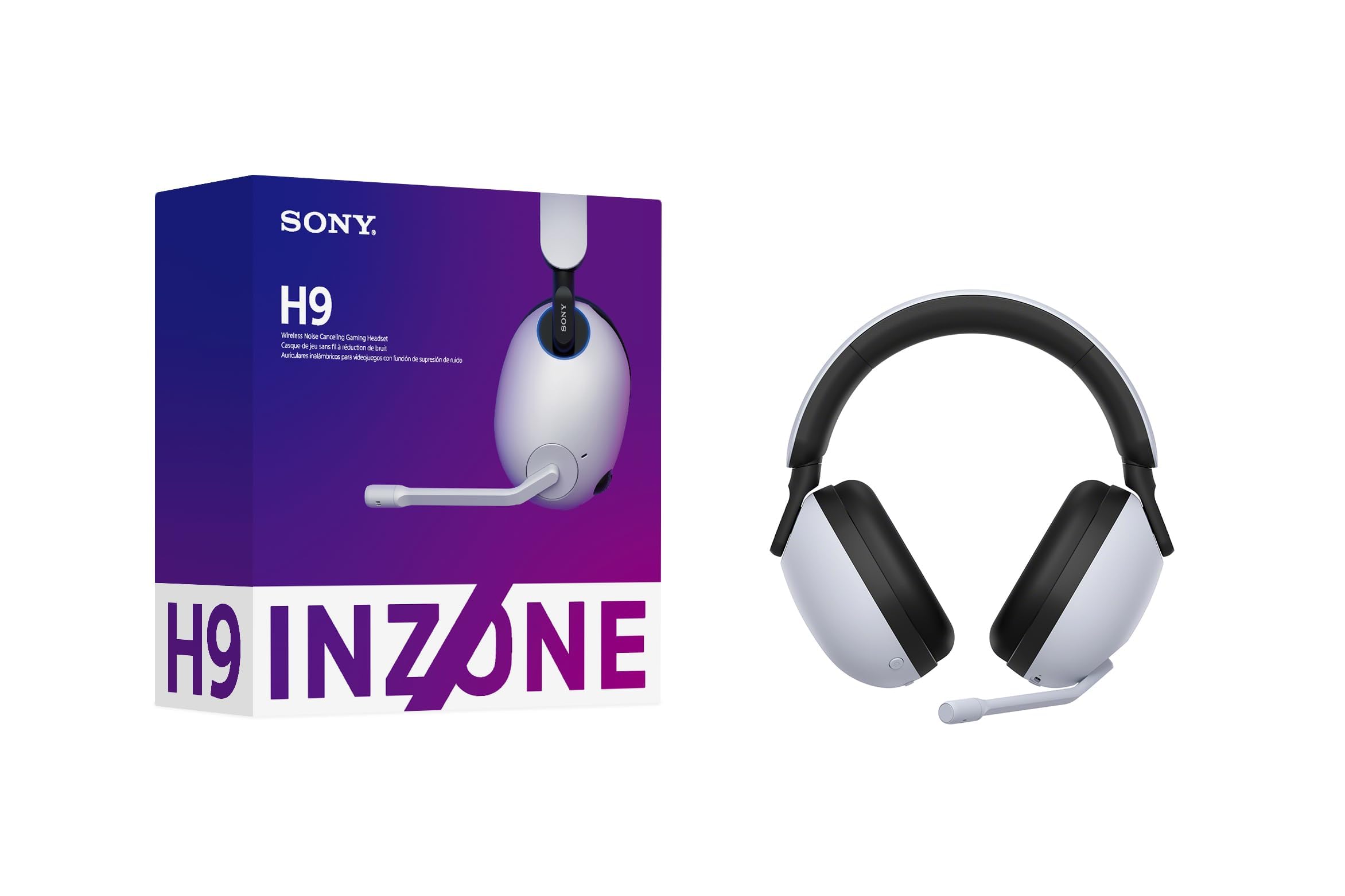 Sony INZONE H9 Wireless Gaming Headset with Active Noise Cancellation, Bluetooth 5.0, Built-in Mic, 360 Spatial Sound for PC & PS5 (WH-G900N) - White - Perfect for Competitive Gaming, Streaming and Immersive Playstation 5 Experiences