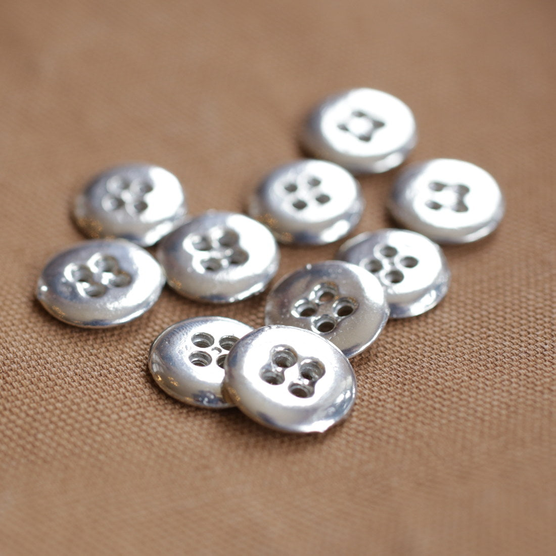 10 Pack 4-Hole Pewter Buttons for Sewing, Crafts, and DIY Clothing - Vintage Style Metal Buttons for Jackets, Coats, and Home Decor Projects