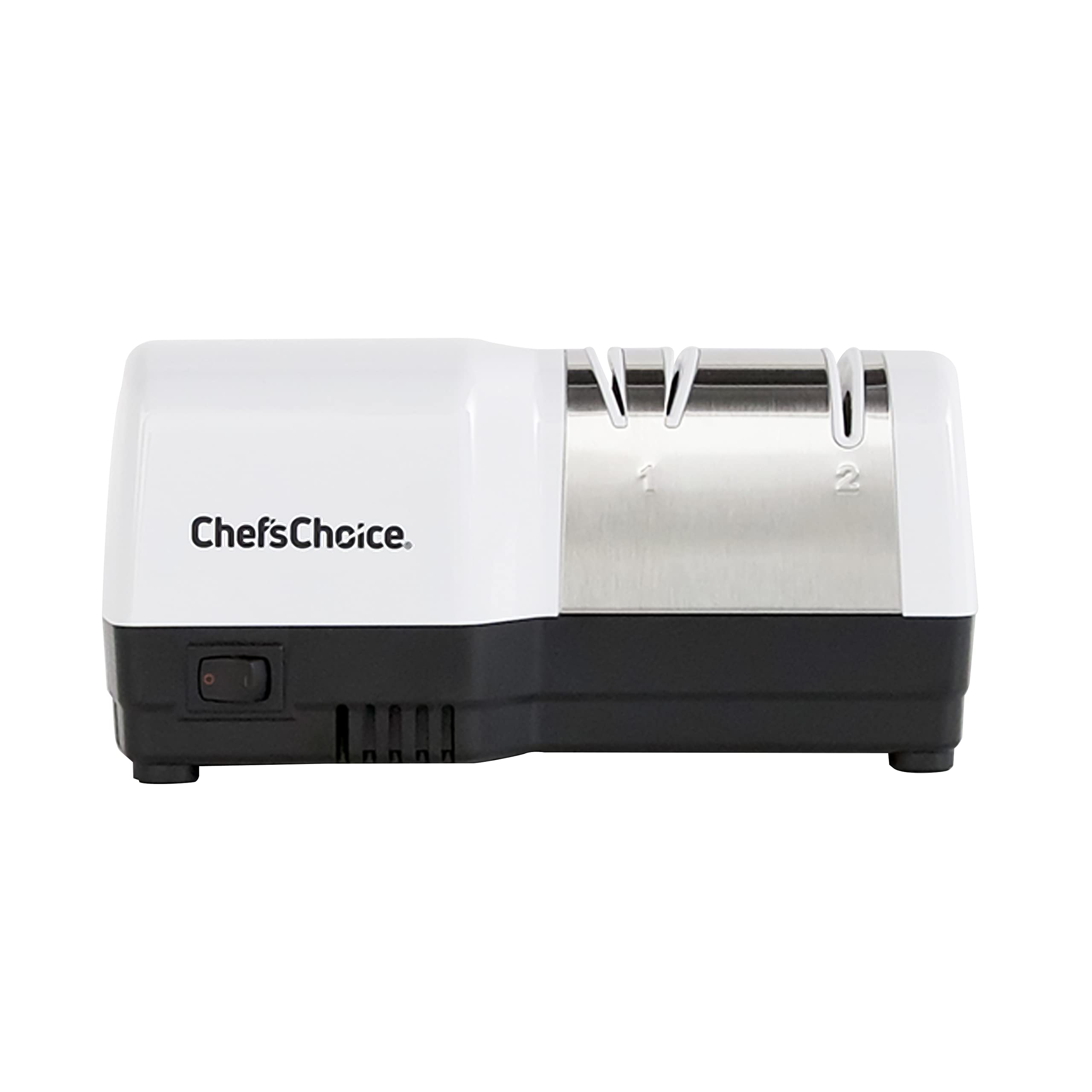 Chef’sChoice Hybrid Knife Sharpener – Electric & Manual 2-Stage Sharpening for 20° Straight-Edge & Serrated Knives | 100% Diamond Abrasives & Precision Angle Guides | White | Perfect for Home Kitchens & Professional Chefs