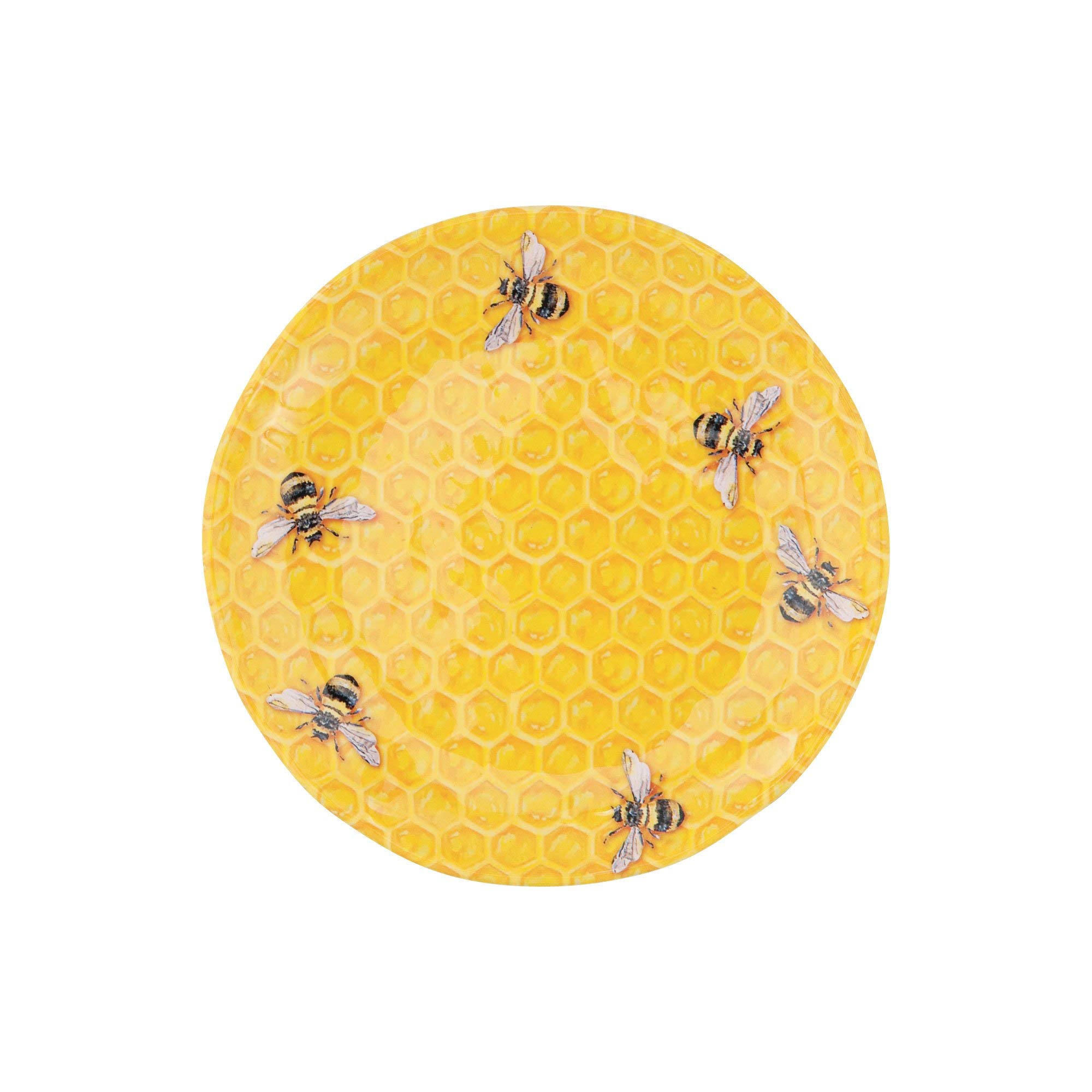 UPware Beehive Melamine Round Dessert Plates - 6 Inch Small Serving Plates for Appetizers, Snacks & Side Dishes - Set of 4 Yellow Dishware - Perfect for Parties, Picnics & Outdoor Dining