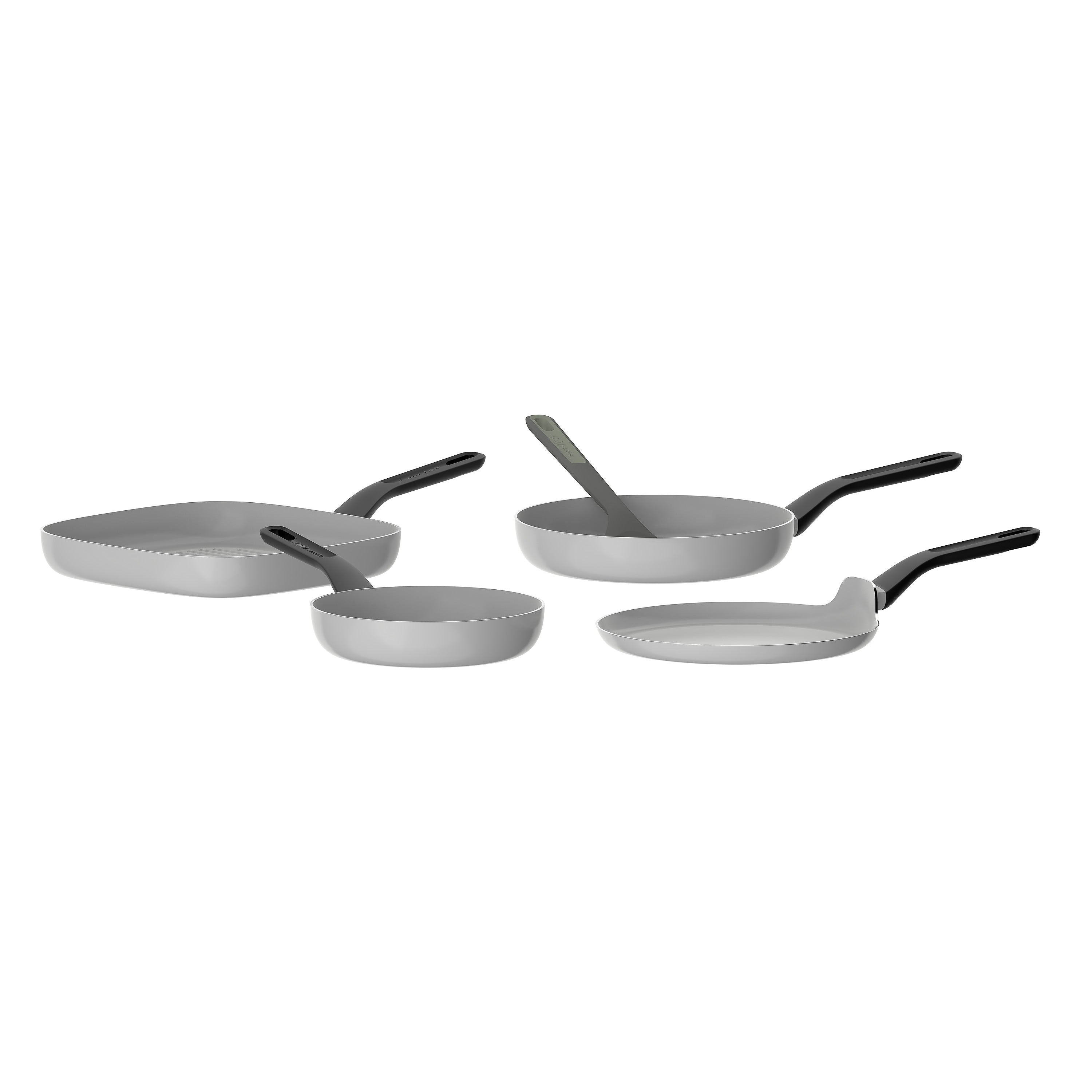 BergHOFF Leo Glints 5-Piece Ceramic Nonstick Cookware Set - Scratch-Resistant, Oven & Dishwasher Safe Pots & Pans for Healthy Cooking - Perfect for Frying, Sautéing, Boiling & Serving Dishes
