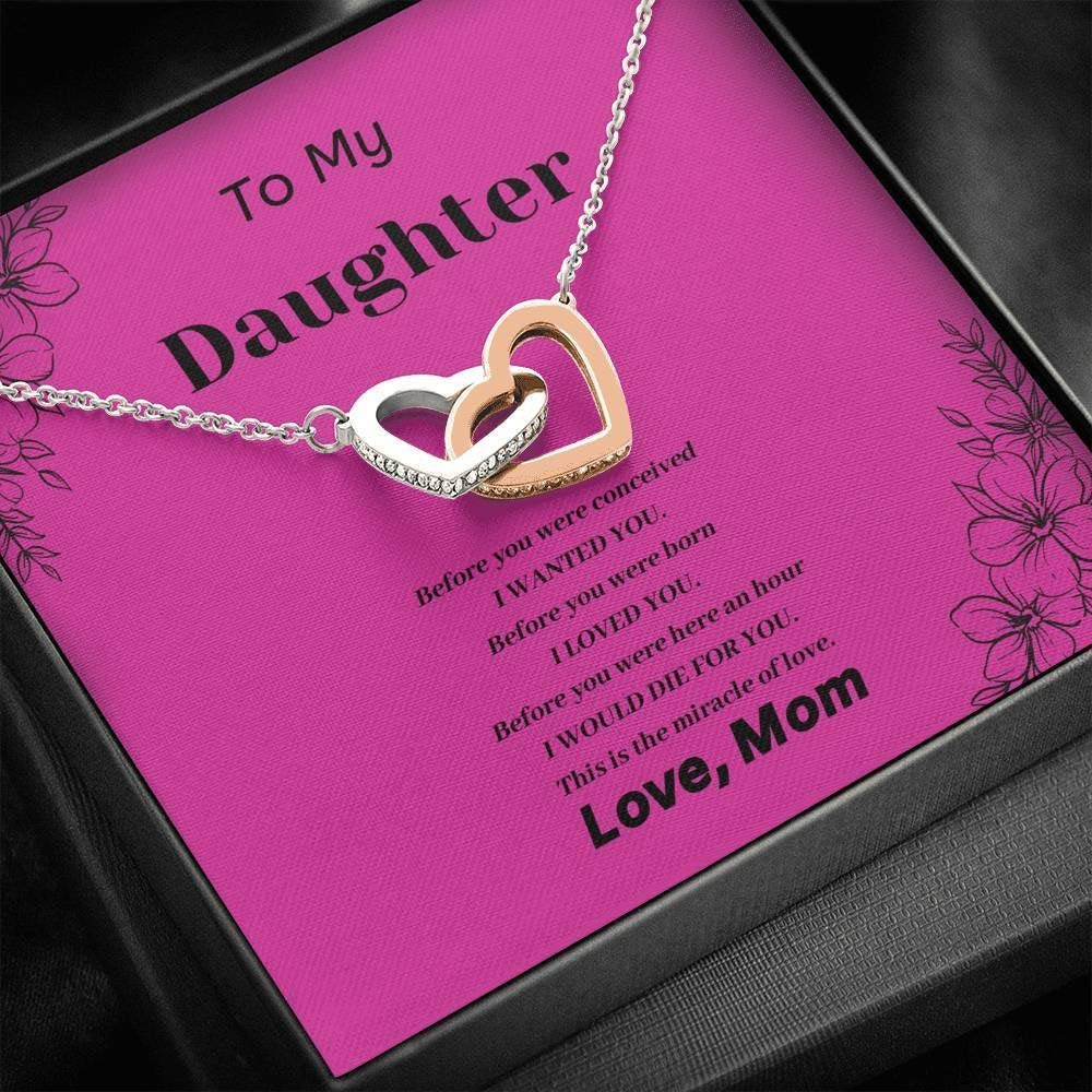 Interlocking Hearts Necklace for Daughter - Mother Daughter Jewelry Gift for Valentine's Day, Birthday, Anniversary - Perfect for Special Moments & Keepsake Memories